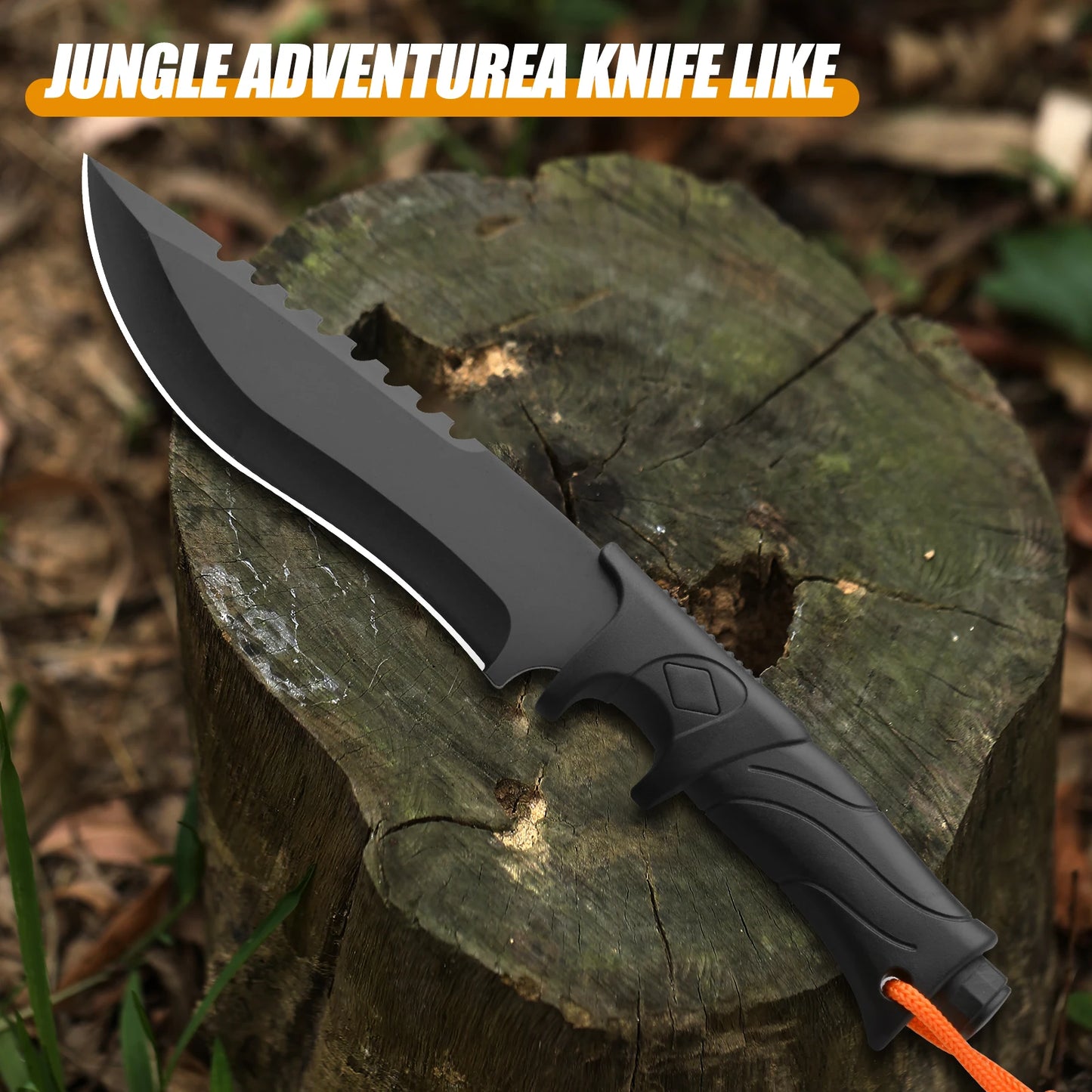 Ljustra PJ065 Damascus Knife Wooden Handle Leather Sheath Outdoor Kitchen