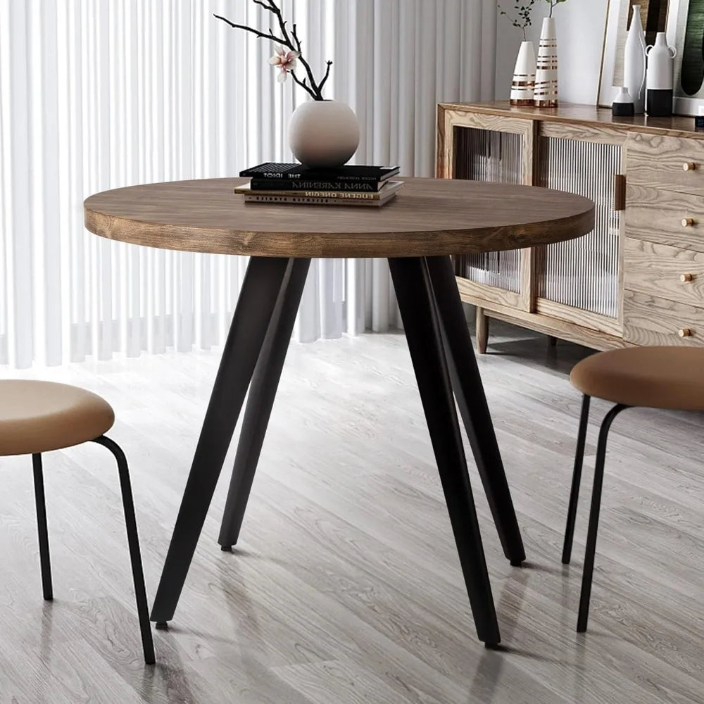 Round Small Dining Table for 2 Mid-Century Modern Kitchen Table