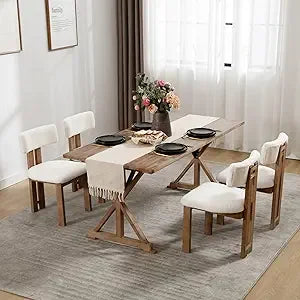 Farmhouse Dining Chairs Set of 4 Mid Century Modern Upholstered Rattan