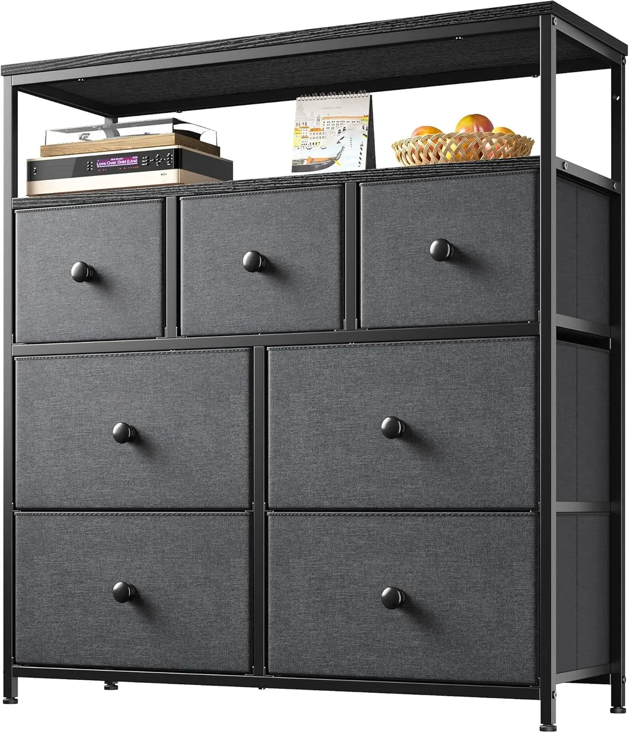 Dresser with 7 Drawers and 2 Shelves Versatile Storage Organizer