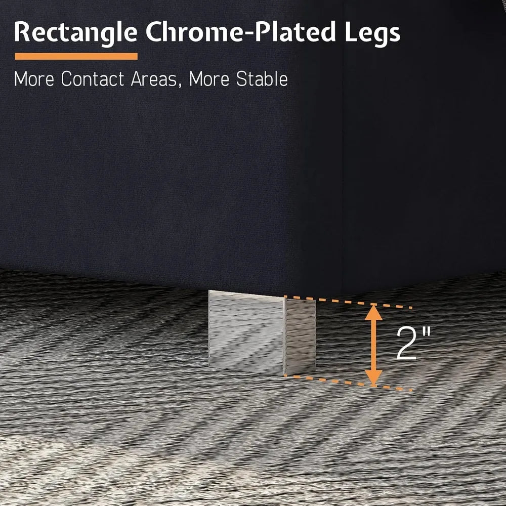 Jocisland King Size Velvet Bed Frame with Tall Headboard and Tufting