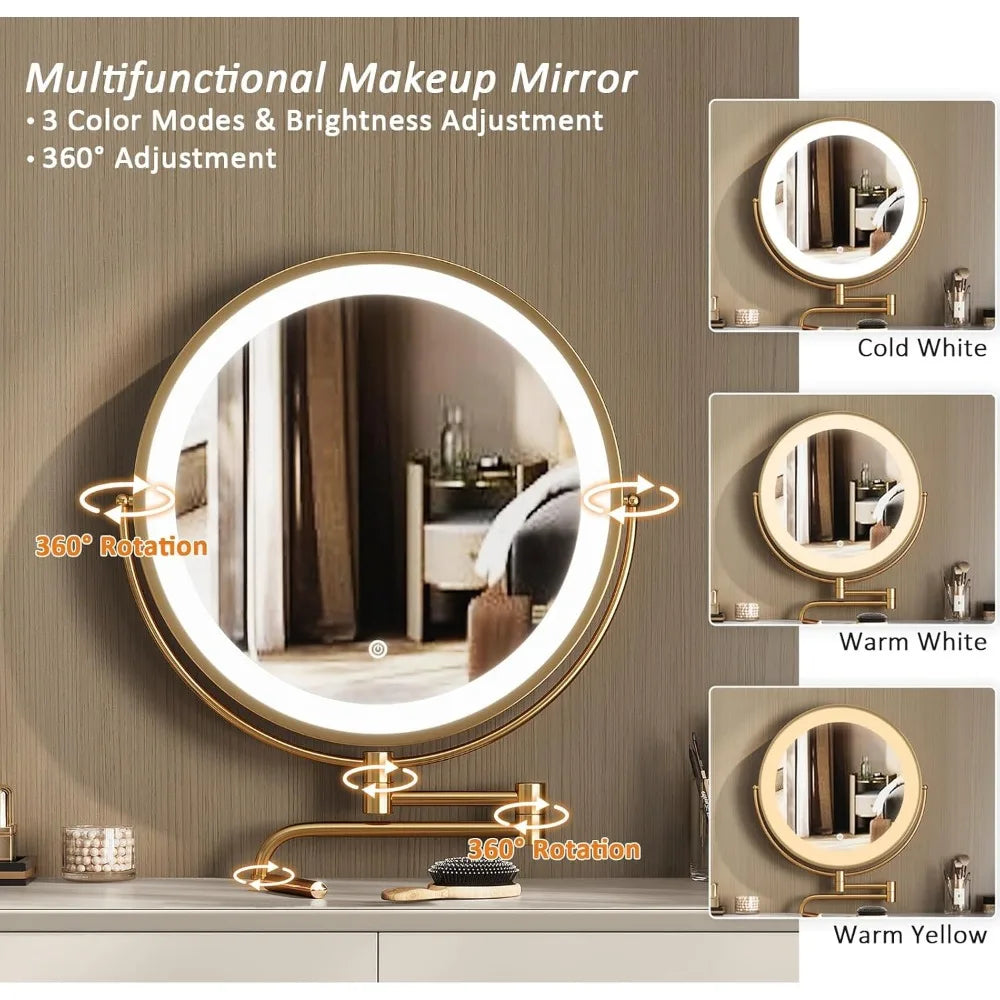 Makeup Vanity Desk with Mirror and Lights Small Vanity Table Set