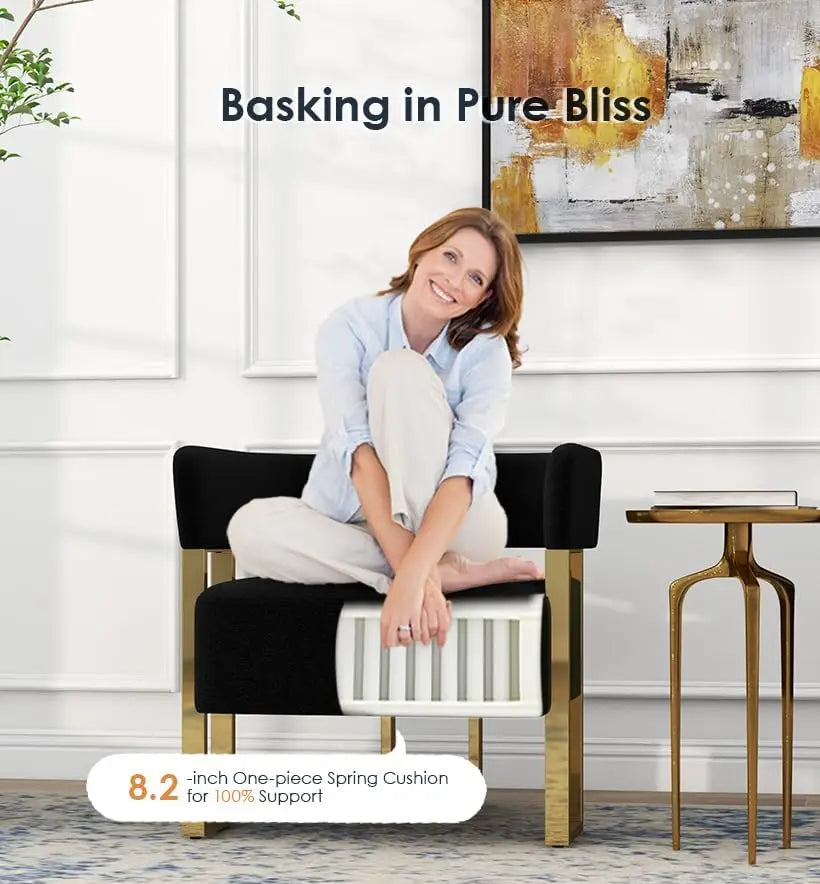 Mid Century Sherpa Boucle Accent Chair Modern Upholstered Armchair