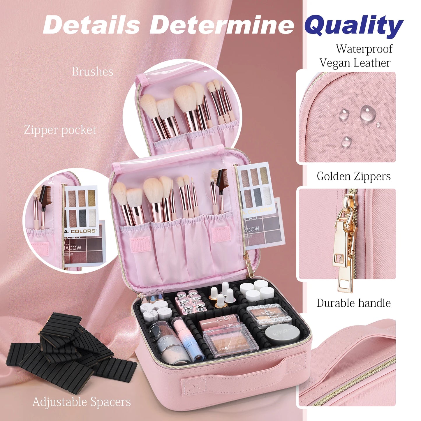Ljustra Makeup Bag Professional Cosmetic Brush Case Portable Organizer