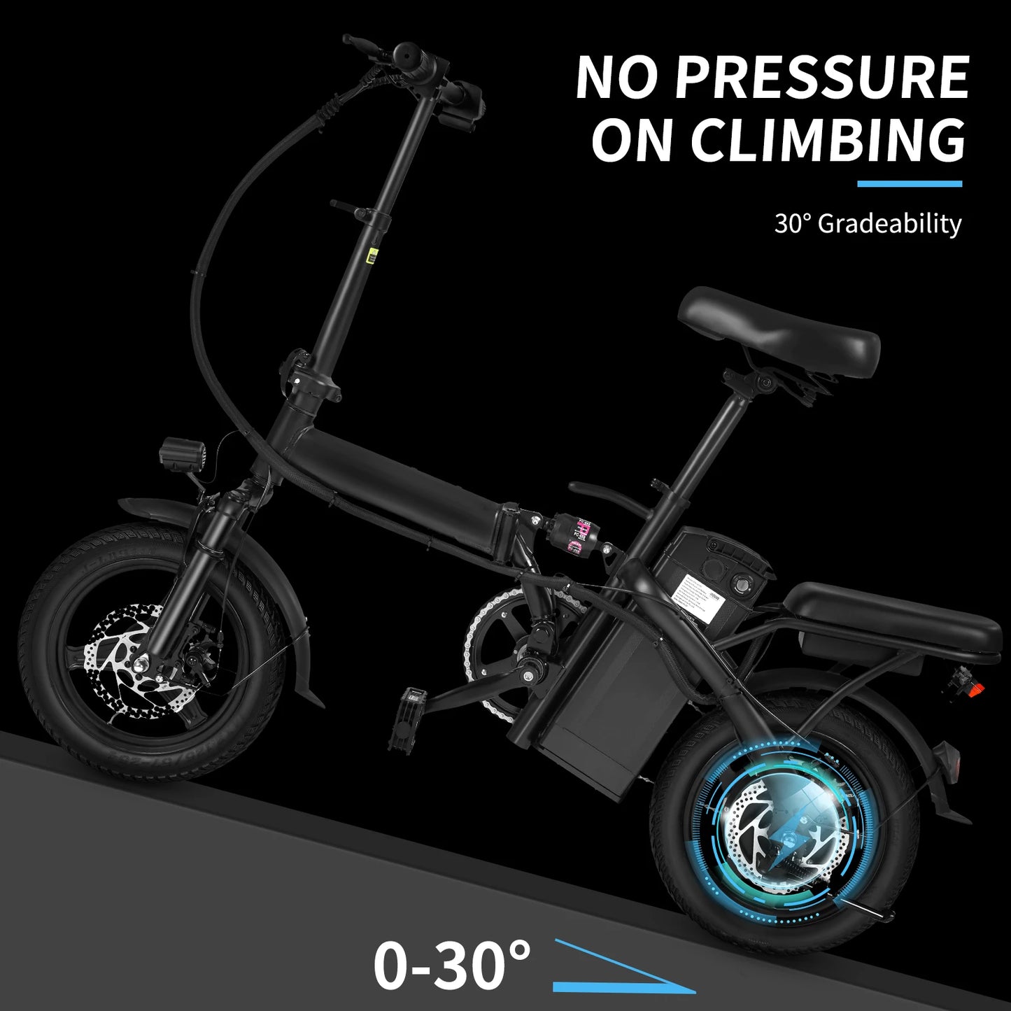 Ljustra 400W Foldable Electric Bicycle 14 Inch 22 Mile Range 20MPH