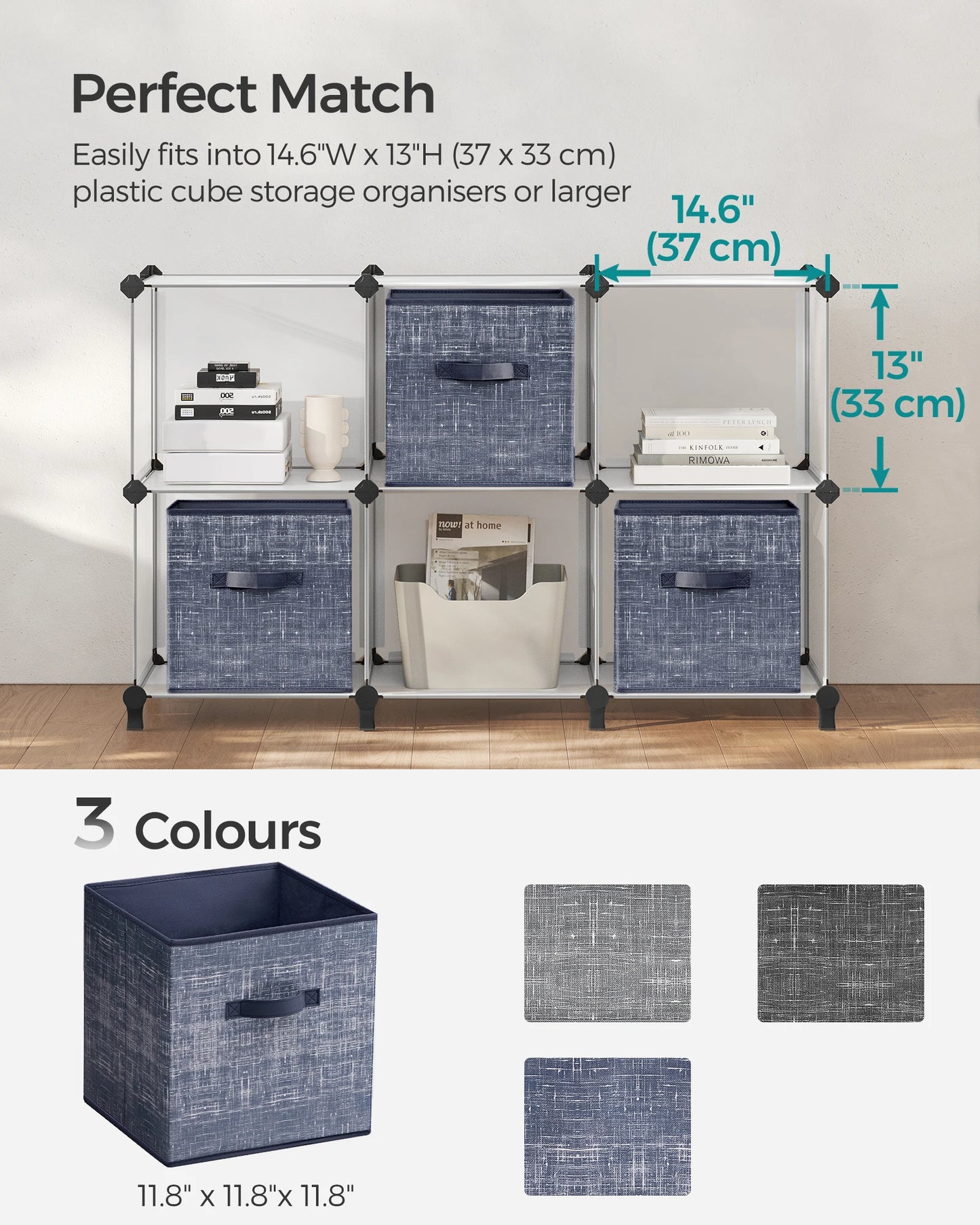 Ljustra Storage Cubes Set of 6 Foldable Non-Woven Fabric Bins Organizers