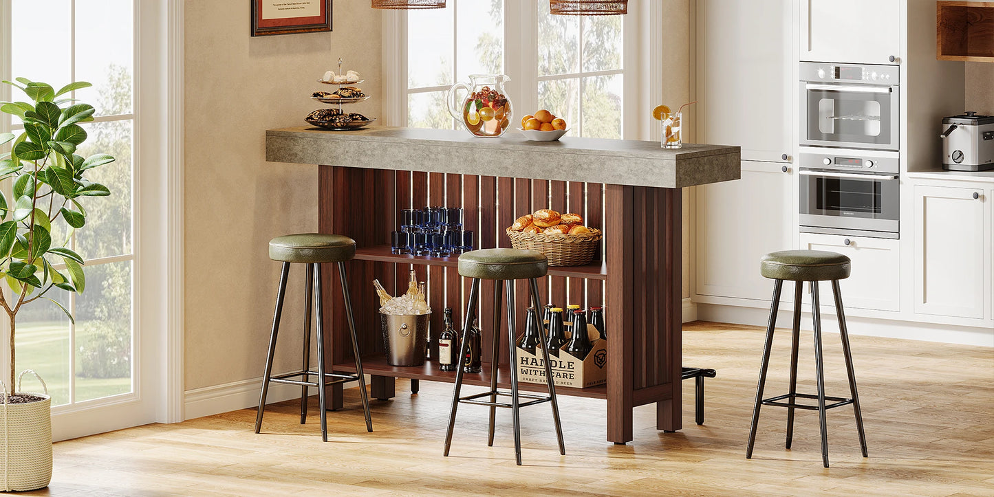 Ljustra 63 Inch Large Home Bar Unit Modern Coffee Bar Cabinet with Footrest