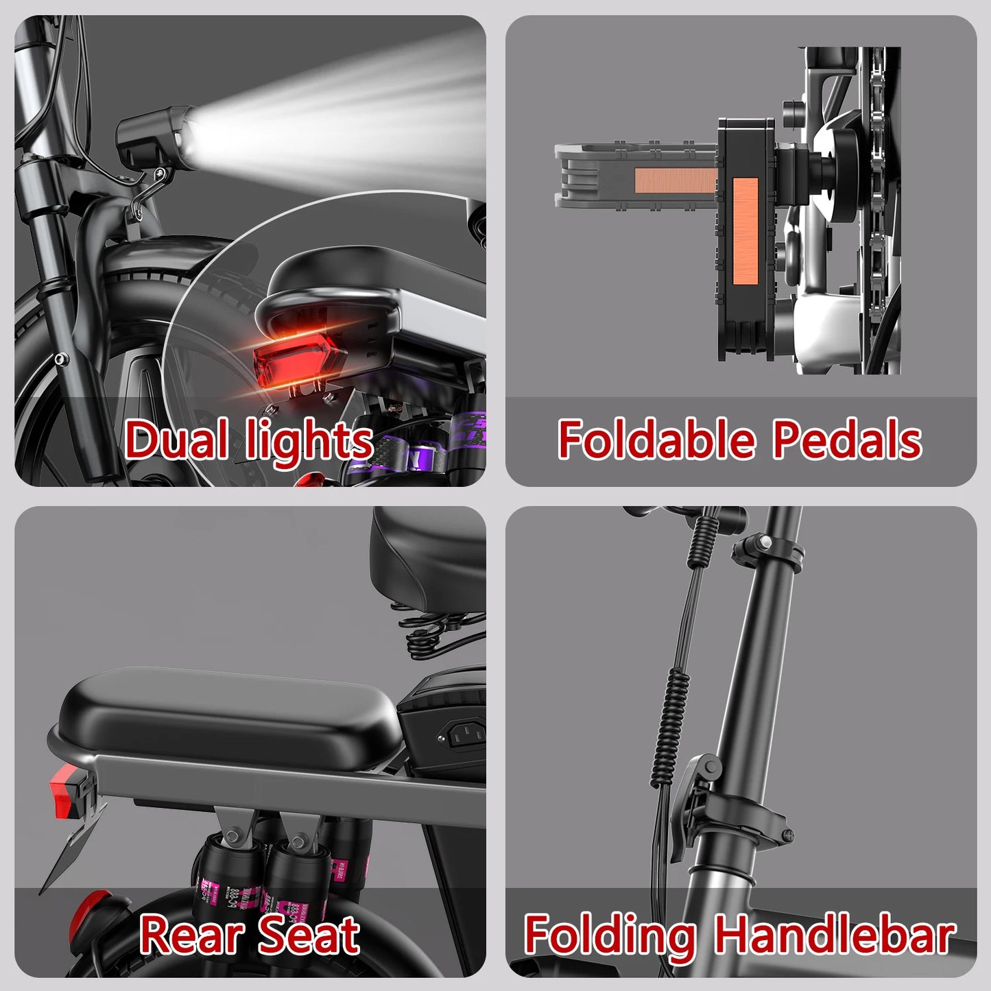 Folding Electric Bike 500W 48V 15AH Removable Battery 20MPH Commuter Ebike