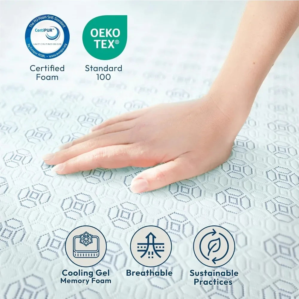 Ljustra 8 Inch Queen Size Mattress Cooling Gel Memory Foam Medium Firm Support