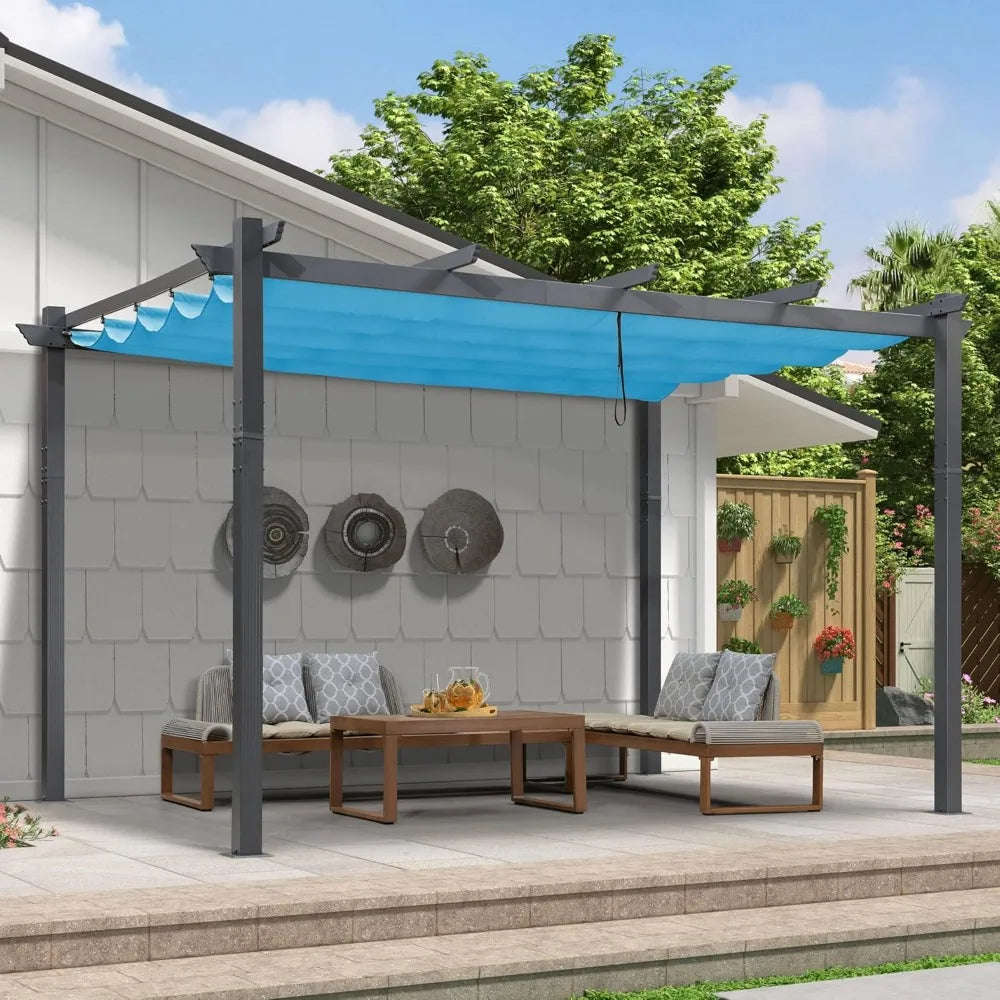 Outdoor Retractable Pergola 9.5' x 13' Aluminum Canopy Patio Shelter