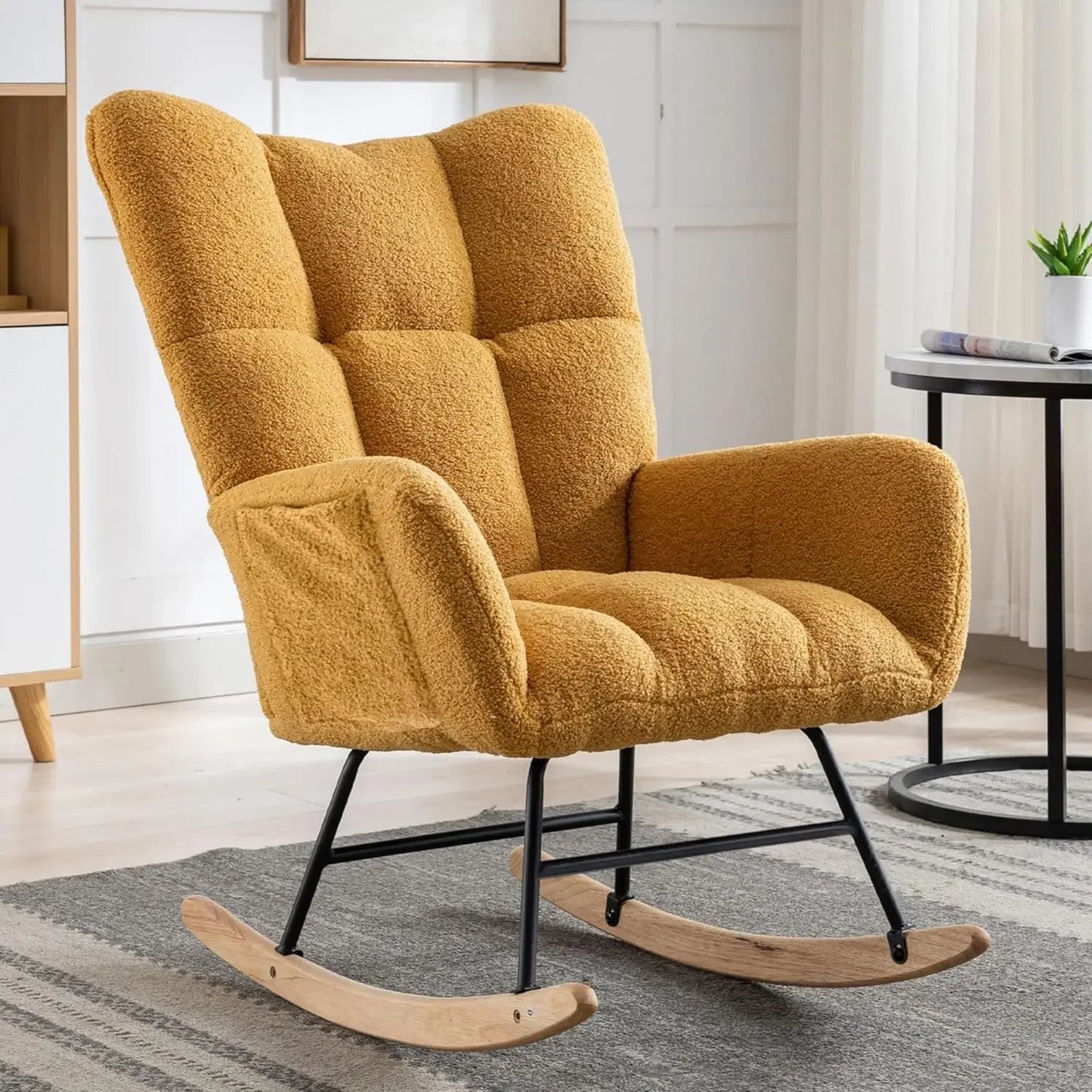 Ljustra Nursery Rocking Chair Teddy Upholstered Glider Accent Chair