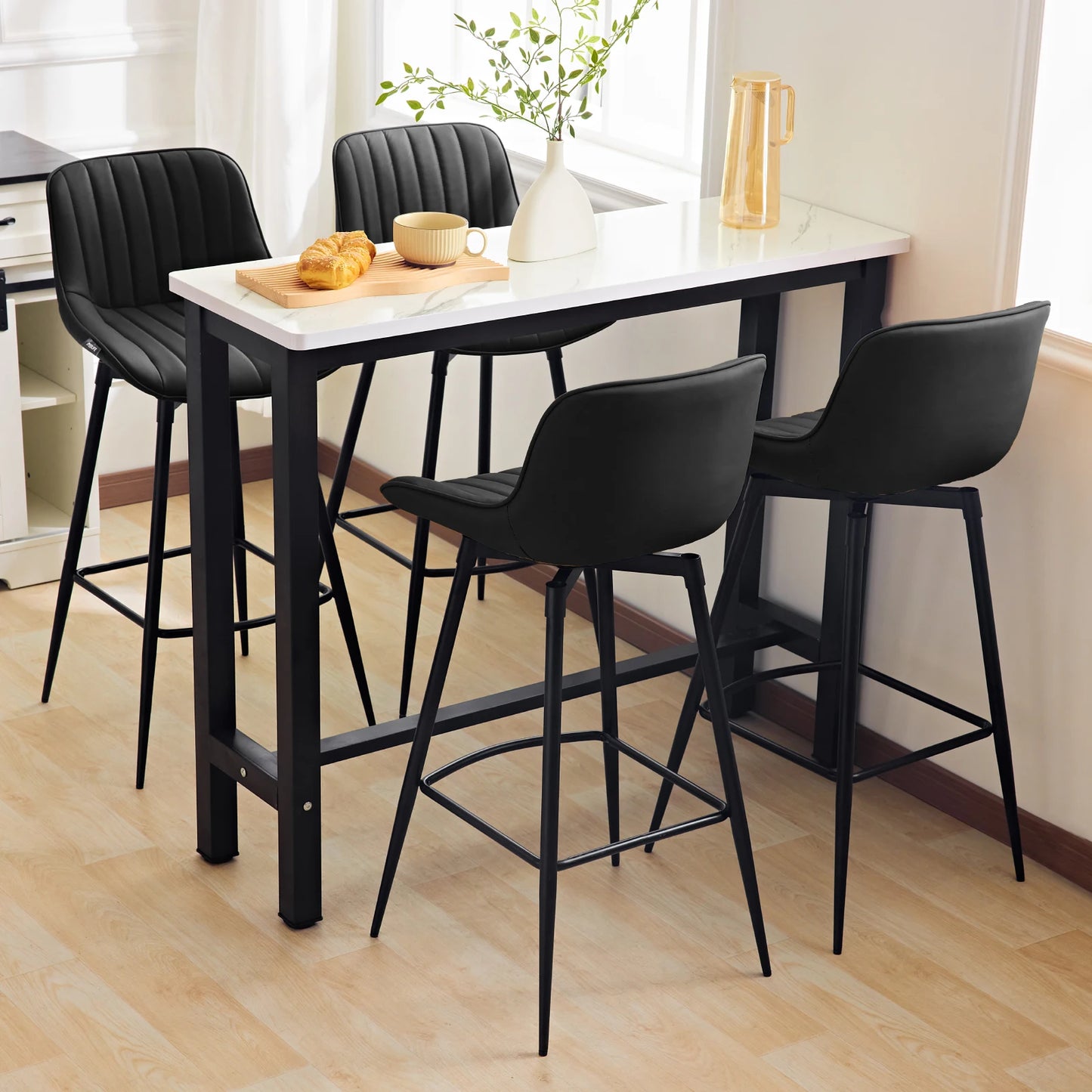 Redlife Swivel Bar Stools Set of 2 Modern Counter Height Dining Chairs