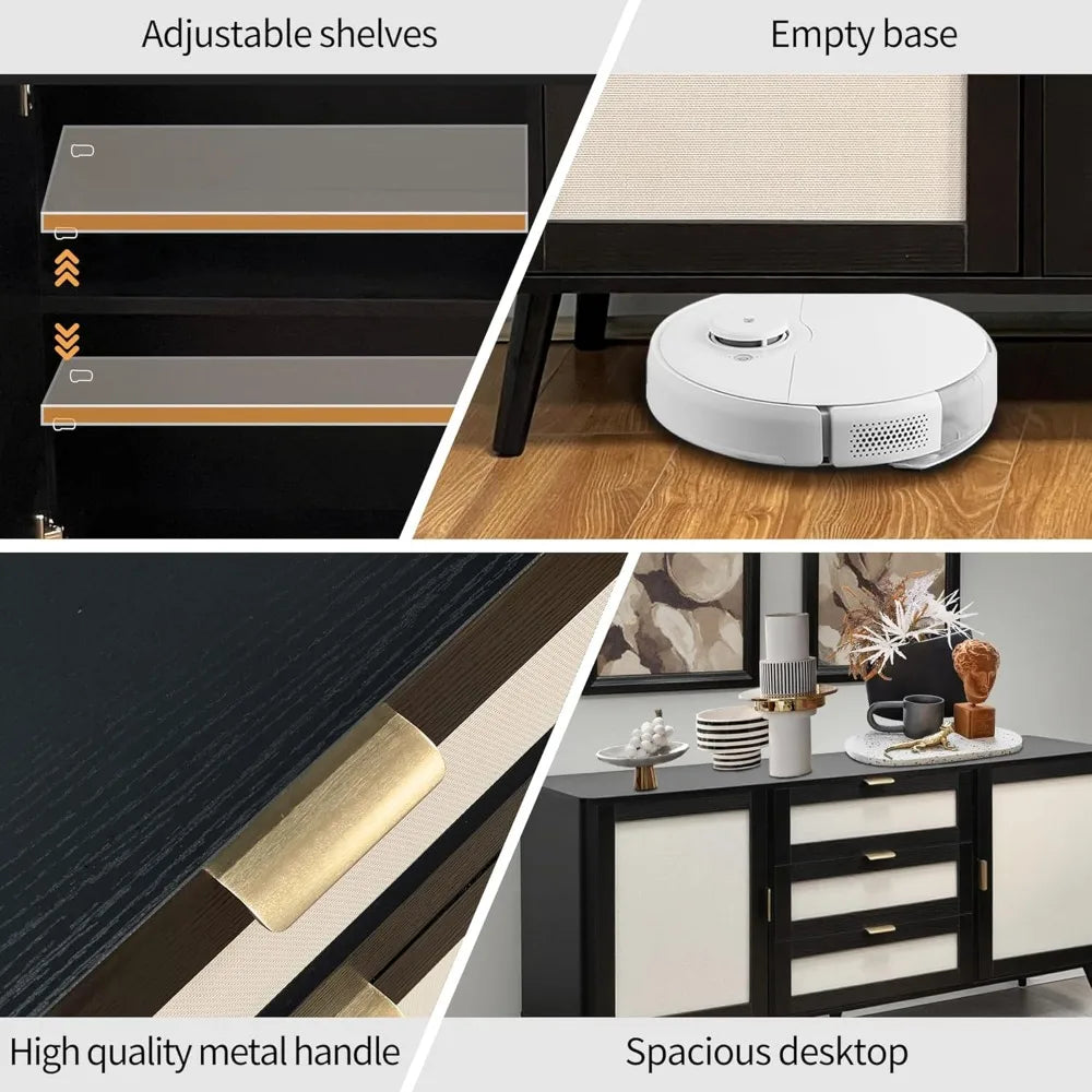 63 Inch Modern Buffet Cabinet Sideboard Storage with Drawers