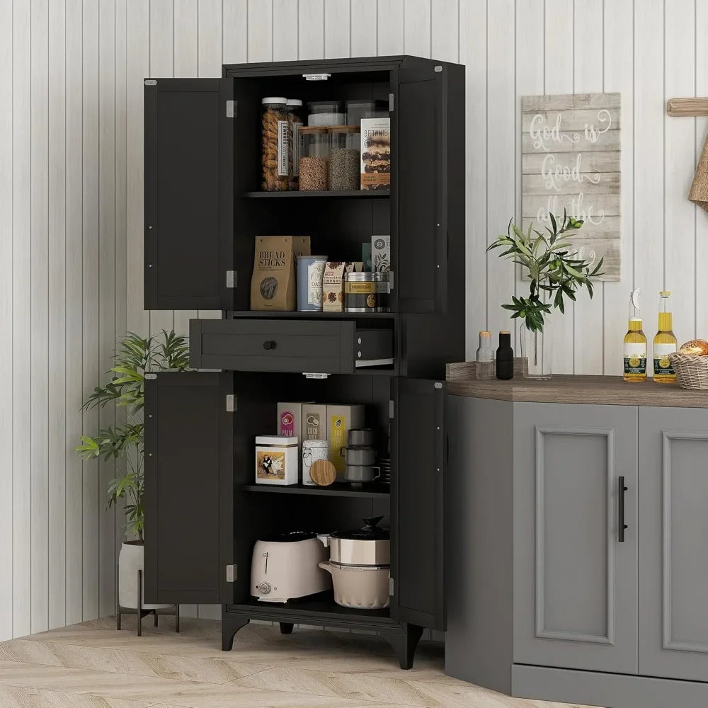 67 Inch Tall Freestanding Kitchen Pantry Cabinet with Adjustable Shelves