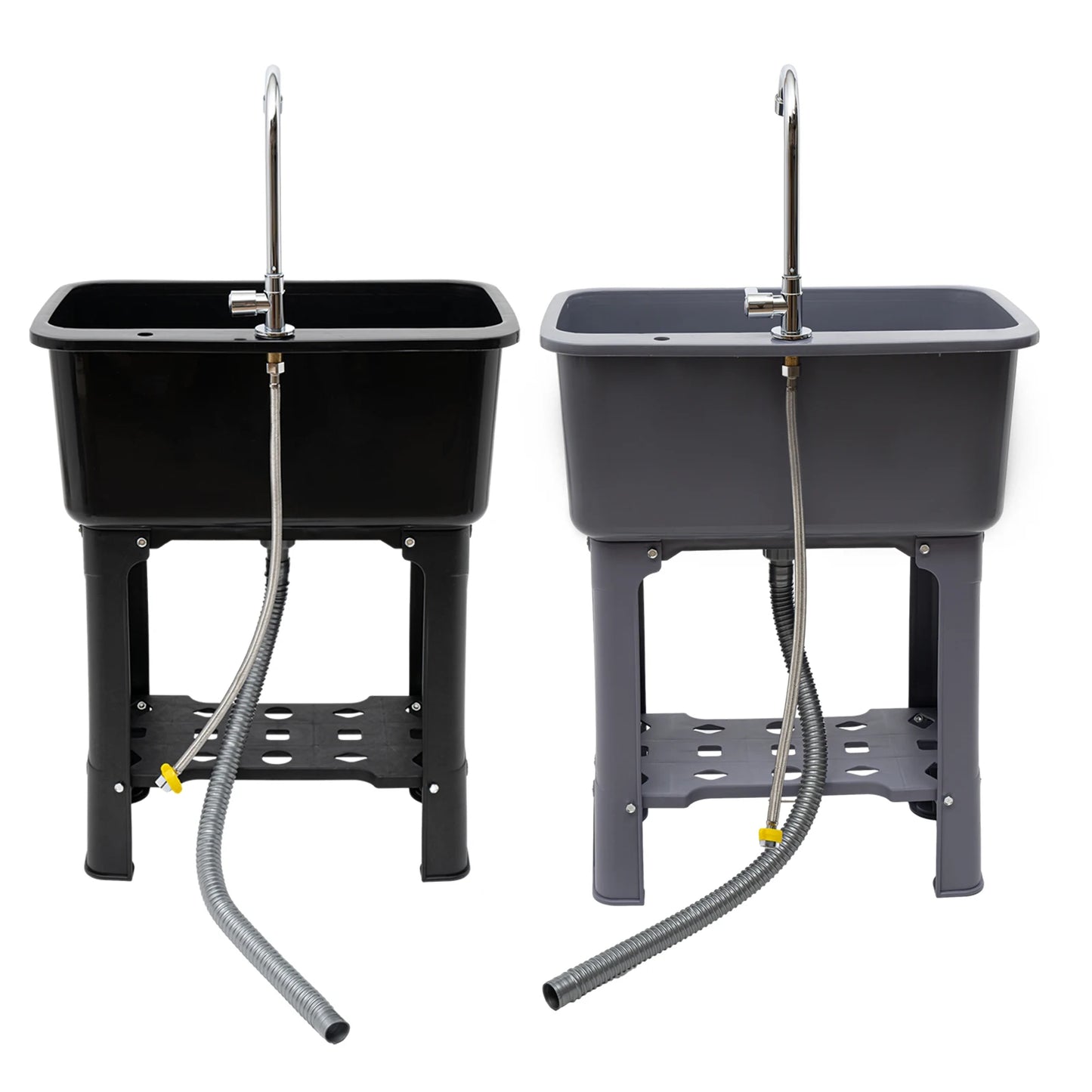 Black Gray Floor-standing Kitchen Sink with Faucet Utility Sink