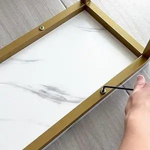 Console Table Entryway Faux Marble Double Layer Sofa Table Gold Frame