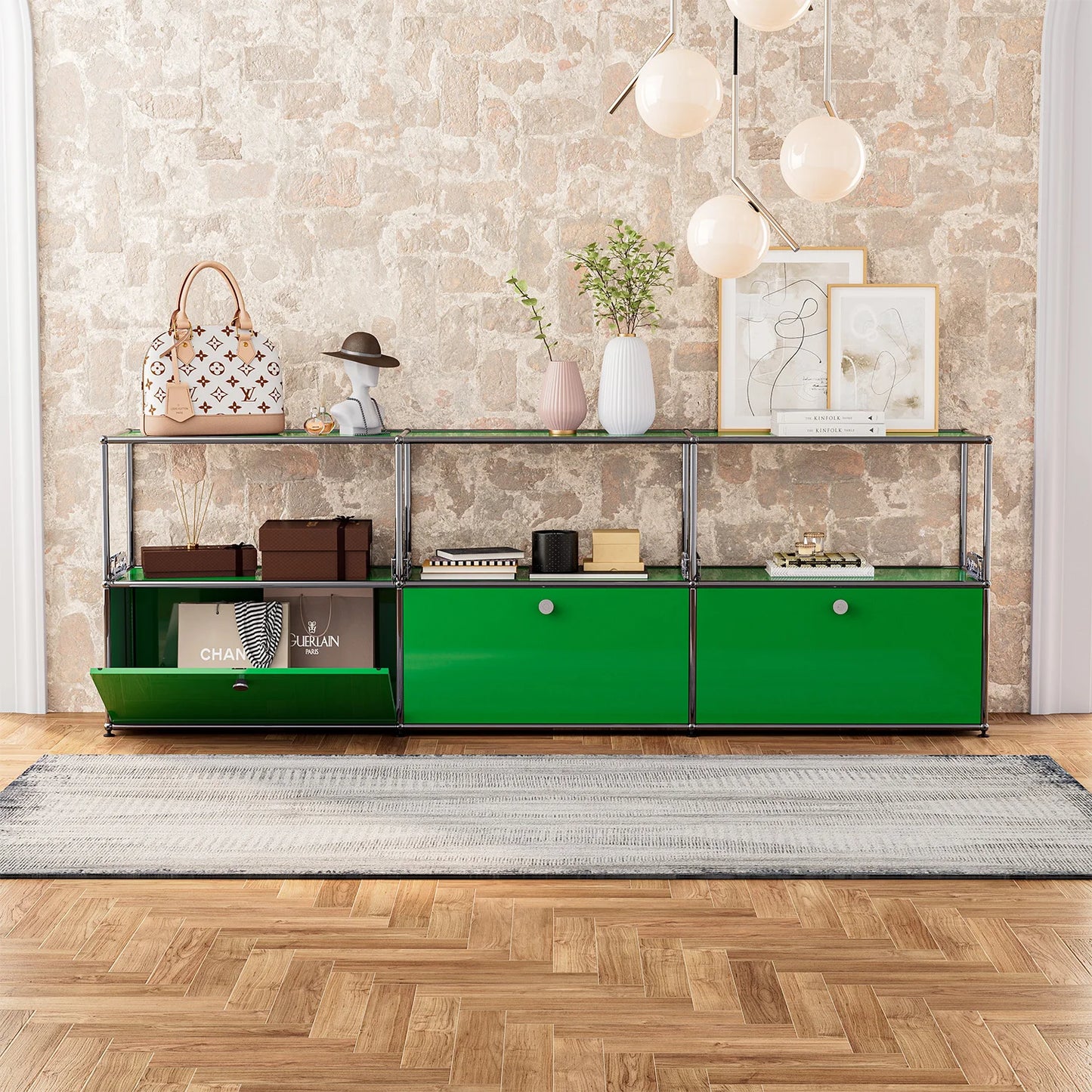 Modern TV Stand Storage Cabinet Metal Frame Living Room Office Furniture