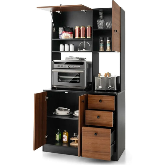 Kitchen Buffet Hutch Storage Cabinet Freestanding Pantry Adjustable Shelves
