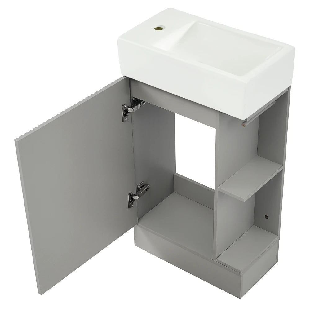 18.6 Inch Bathroom Vanity with Sink and Two-Tier Shelf Left Right Orientation
