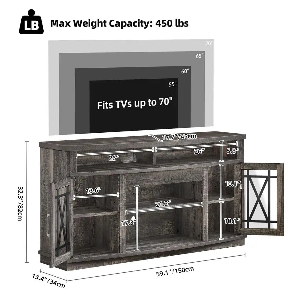 LED TV Stand Entertainment Center Media Console RGB Light Remote Control