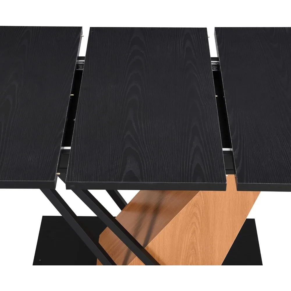 Extendable Dining Table for 4-6 Modern Wooden Rectangular Design