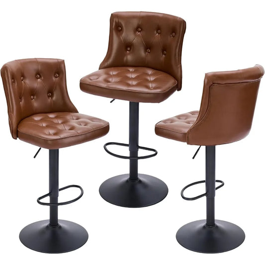Bar Stools Set of 3 Adjustable Swivel Kitchen Island Vintage Design