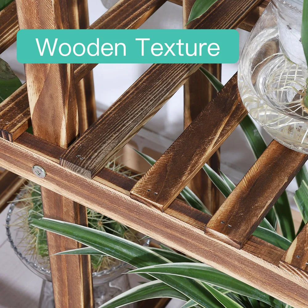 6 Tier Wood Plant Stand Vertical Indoor Outdoor Holder for Patio