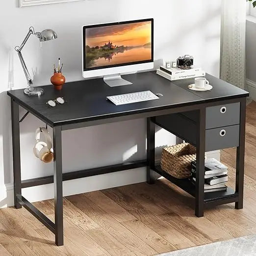 Modern Computer Desk with Storage Drawers Compact Writing Table for Home