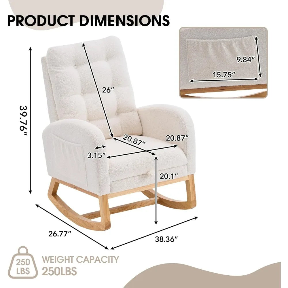 Nursery Rocking Chair Teddy Upholstered Glider Chair with Footrest