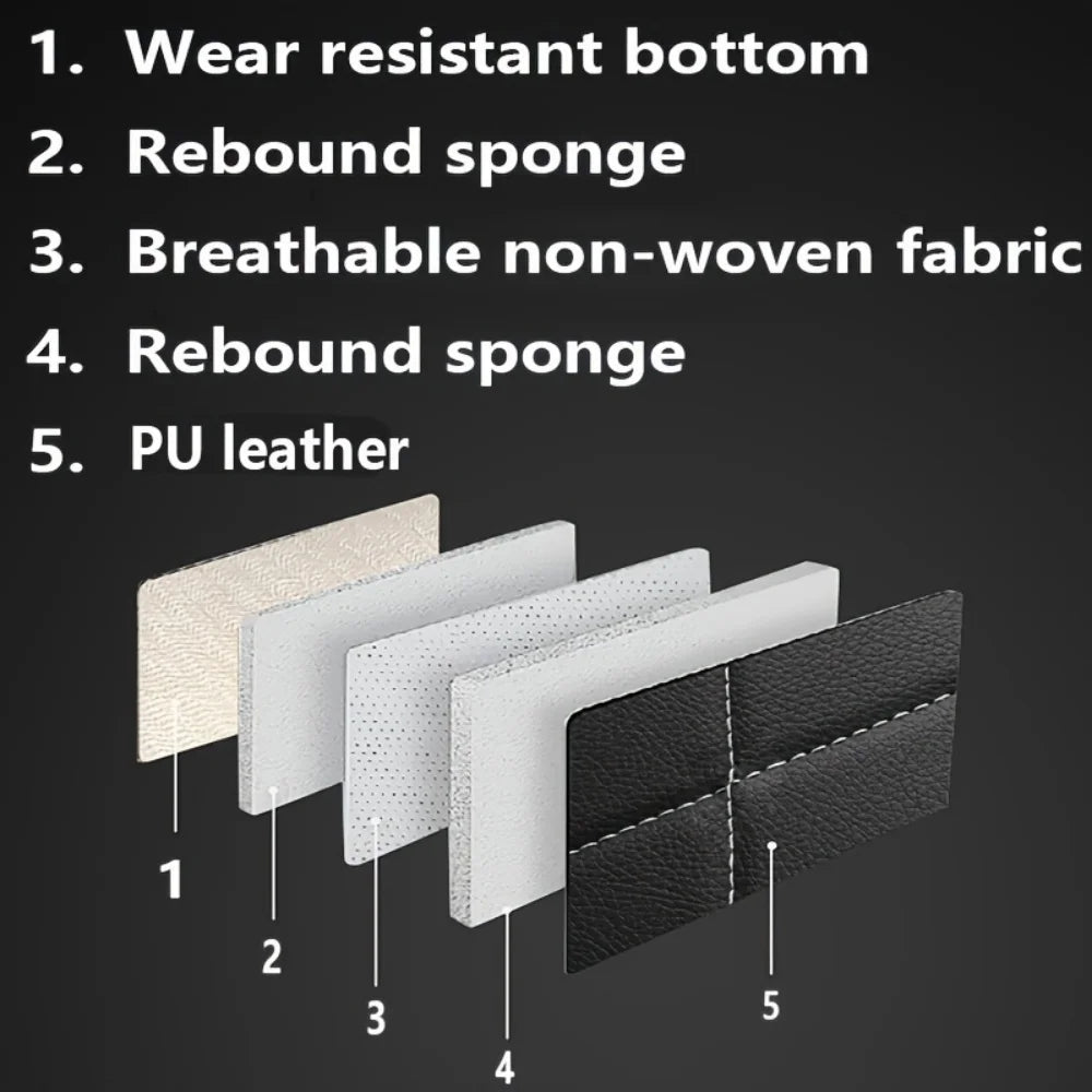 Deluxe 5-Seater PU Leather Auto Seat Covers with Lumbar Support Headrests