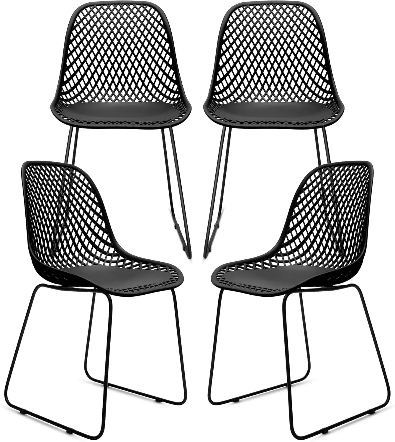 Contemporary Armless Shell Chair Set with Metal Legs for Dining Workspace