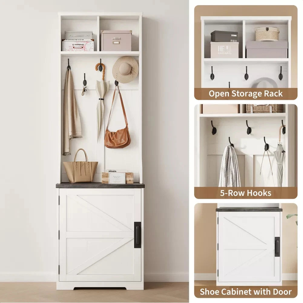 3-in-1 Hall Tree Entryway Bench Coat Rack Mudroom Storage Solution