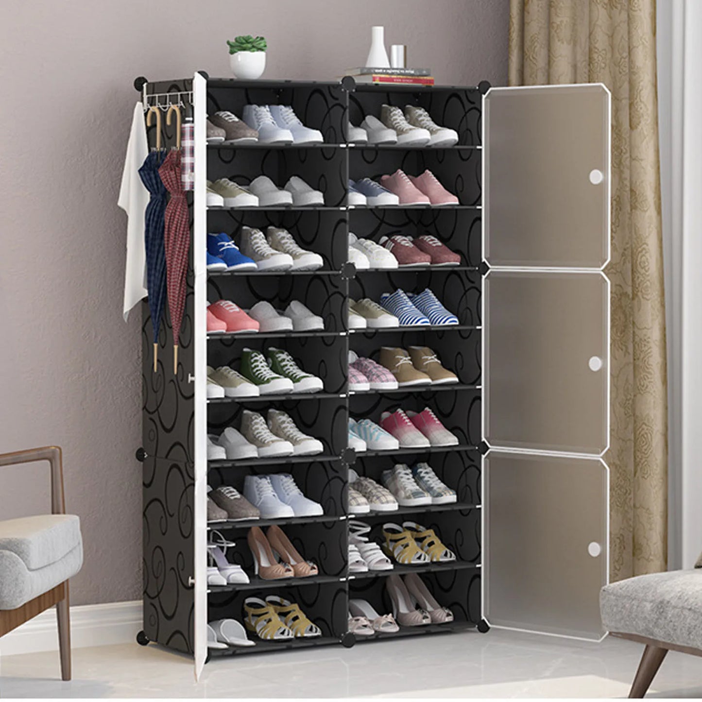 Ljustra Tall Shoe Rack Vertical Organizer Space Saving Easy Assemble