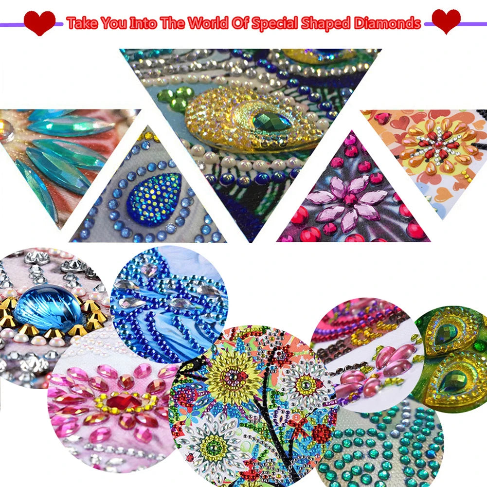2D Flat DIY Diamond Painting Wooden Wall Clock Kit for Home Decor
