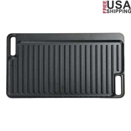 Ljustra 16 Inch Pre-Seasoned Cast Iron Grill Griddle Pan Reversible