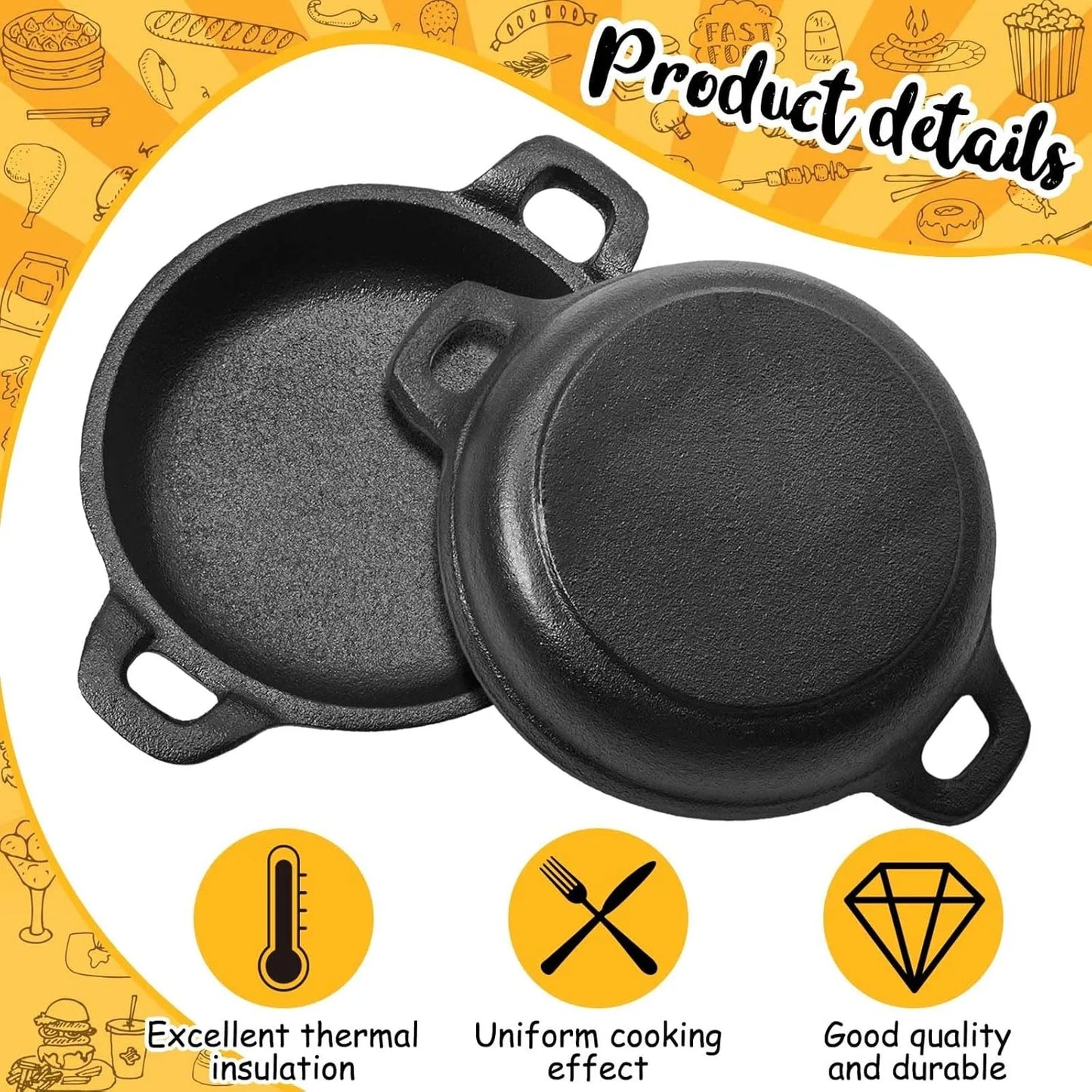 Mini Cast Iron Frying Pan Set 5x5 Inches Ideal Kitchen Companion