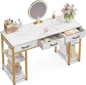 Small Office Desk with Fabric Drawers Modern Writing Table 48 Inch