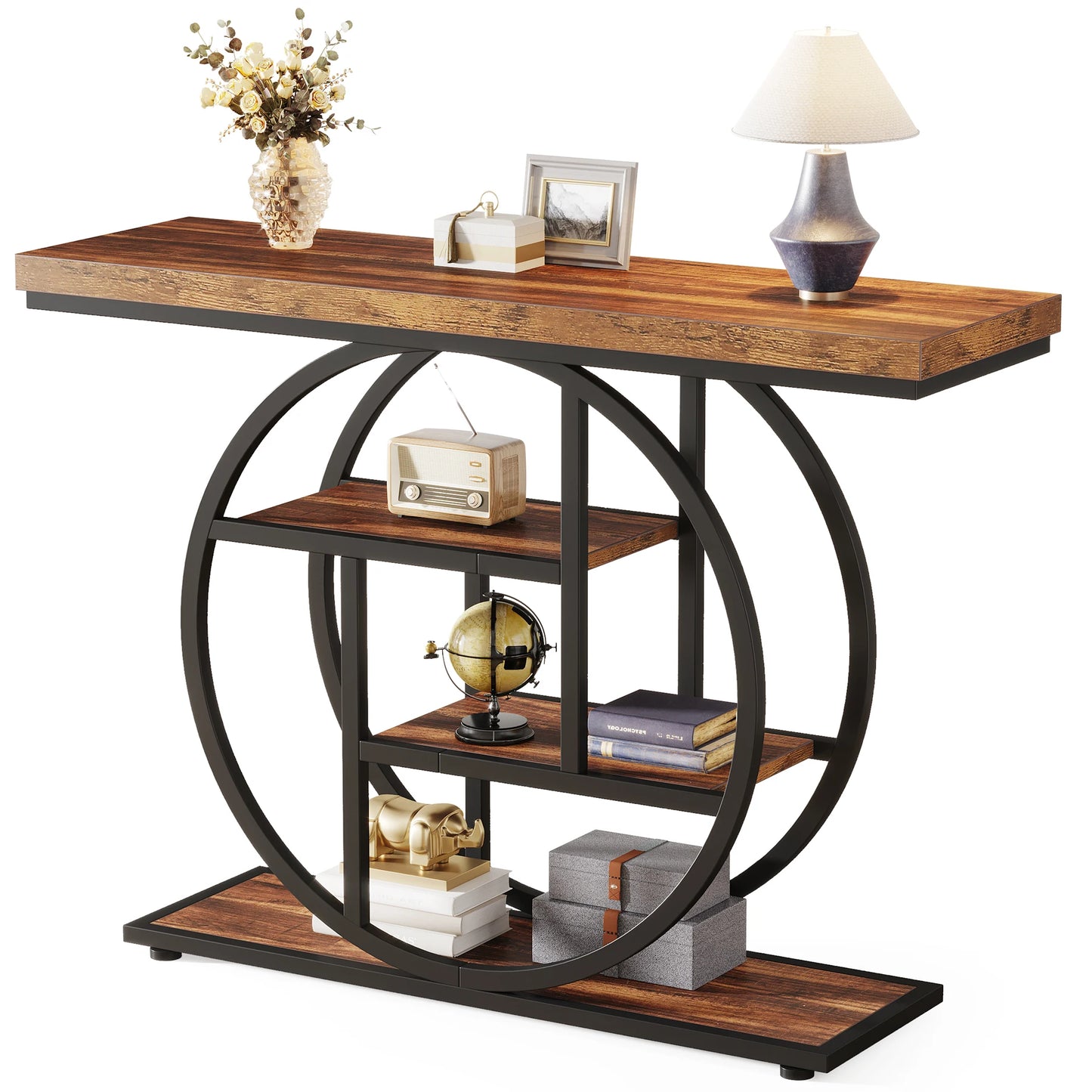 Console Table 4-Tier Entryway Table Industrial Sofa Table Living Room