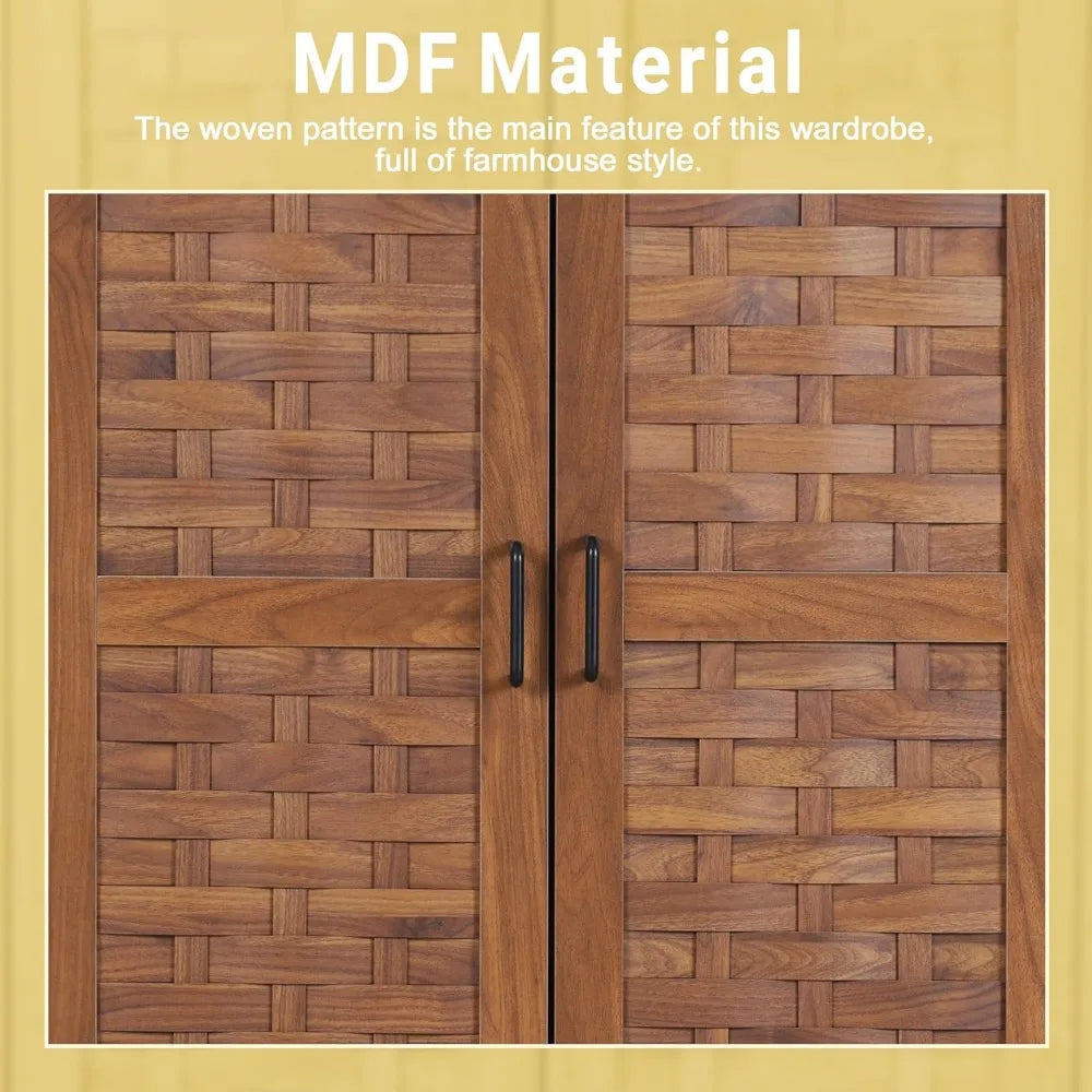 Stylish Freestanding Armoire Wardrobe with Drawers and Hanging Rail