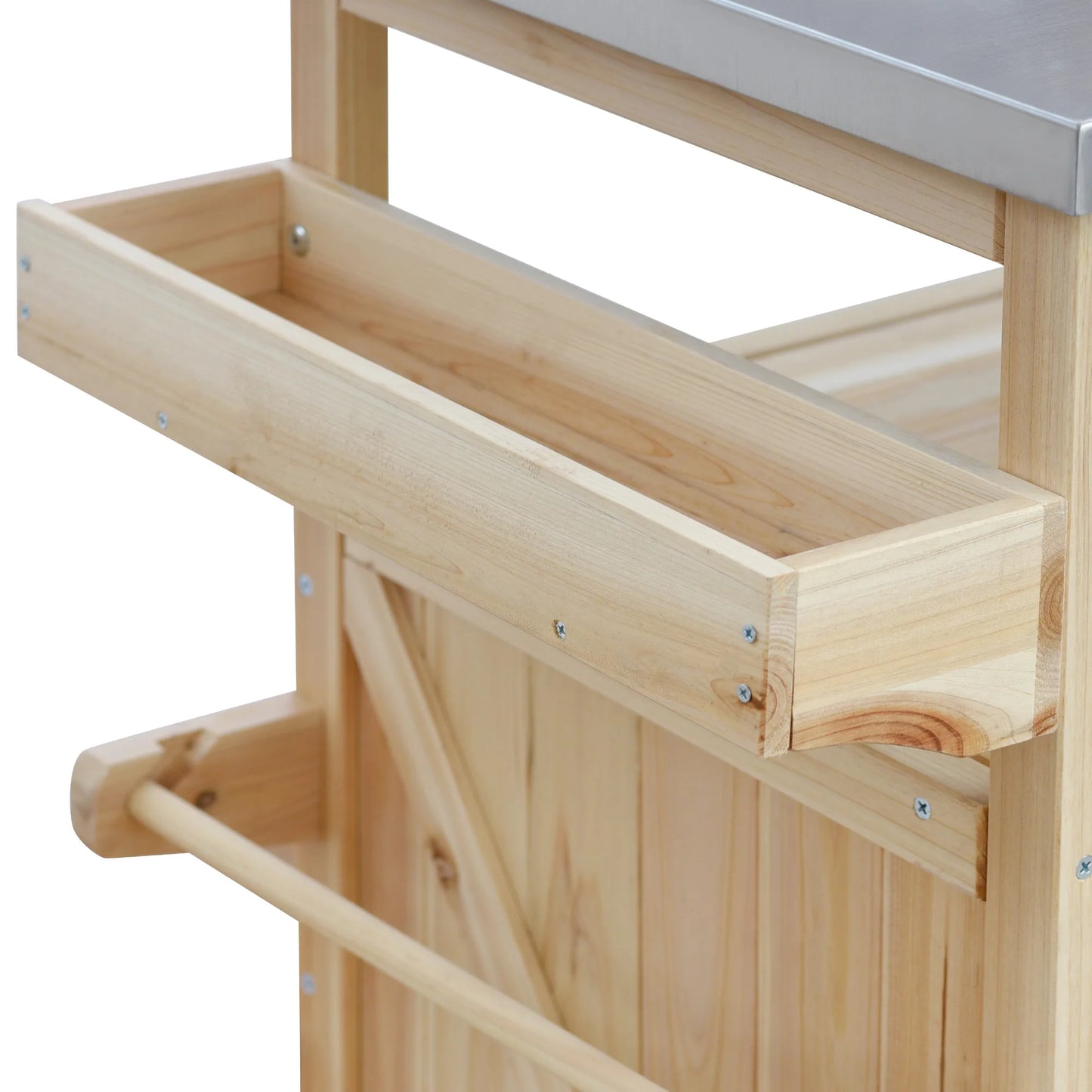 Outdoor Kitchen Island Rolling Bar Cart Storage Cabinet Grill Table