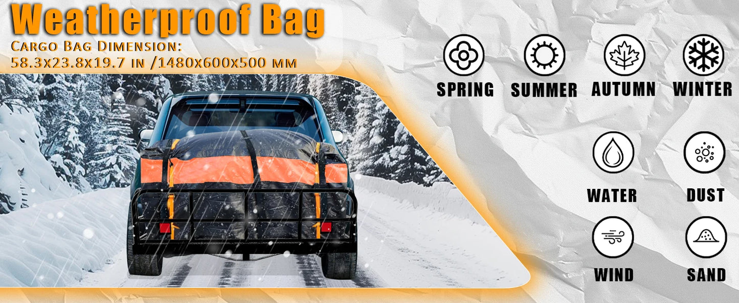 Heavy Duty Trailer Hitch Cargo Carrier Rack 500lbs Waterproof Bag