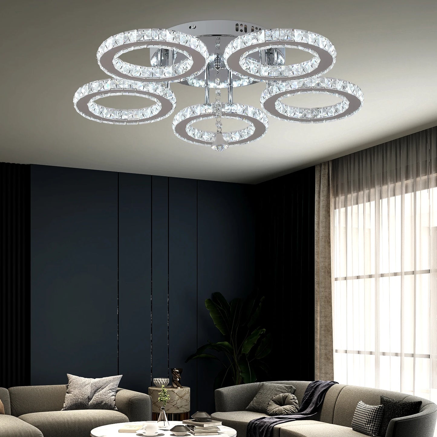 Modern K9 Crystal Chandelier Ceiling Light Fixture LED Pendant Lamp