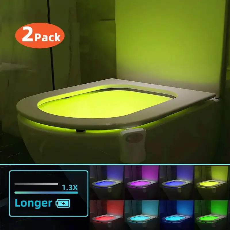 4 Piece Toilet Bowl Night Light Motion Sensor LED Gadget Bathroom Decor