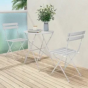 Ljustra 3-Piece Bistro Set Folding Outdoor Furniture Portable Steel Frame