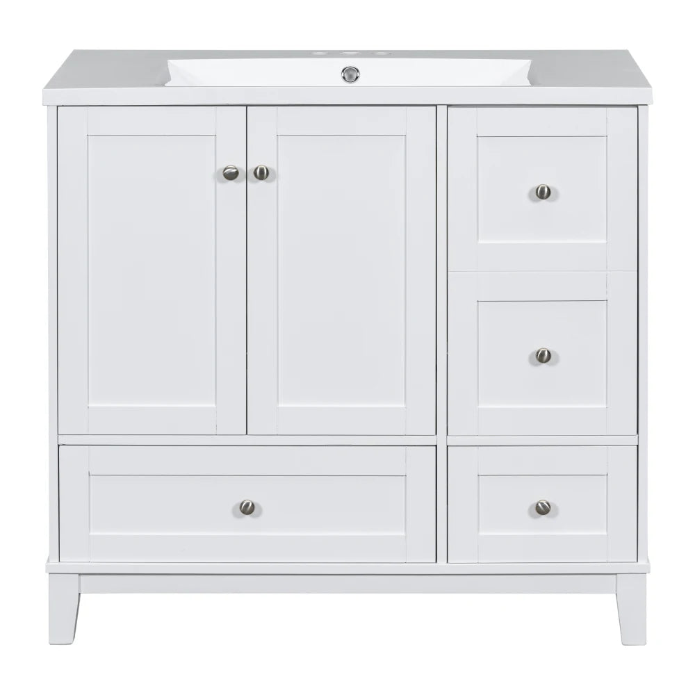 36 Inch Modern Bathroom Vanity with USB Charging and Ample Storage