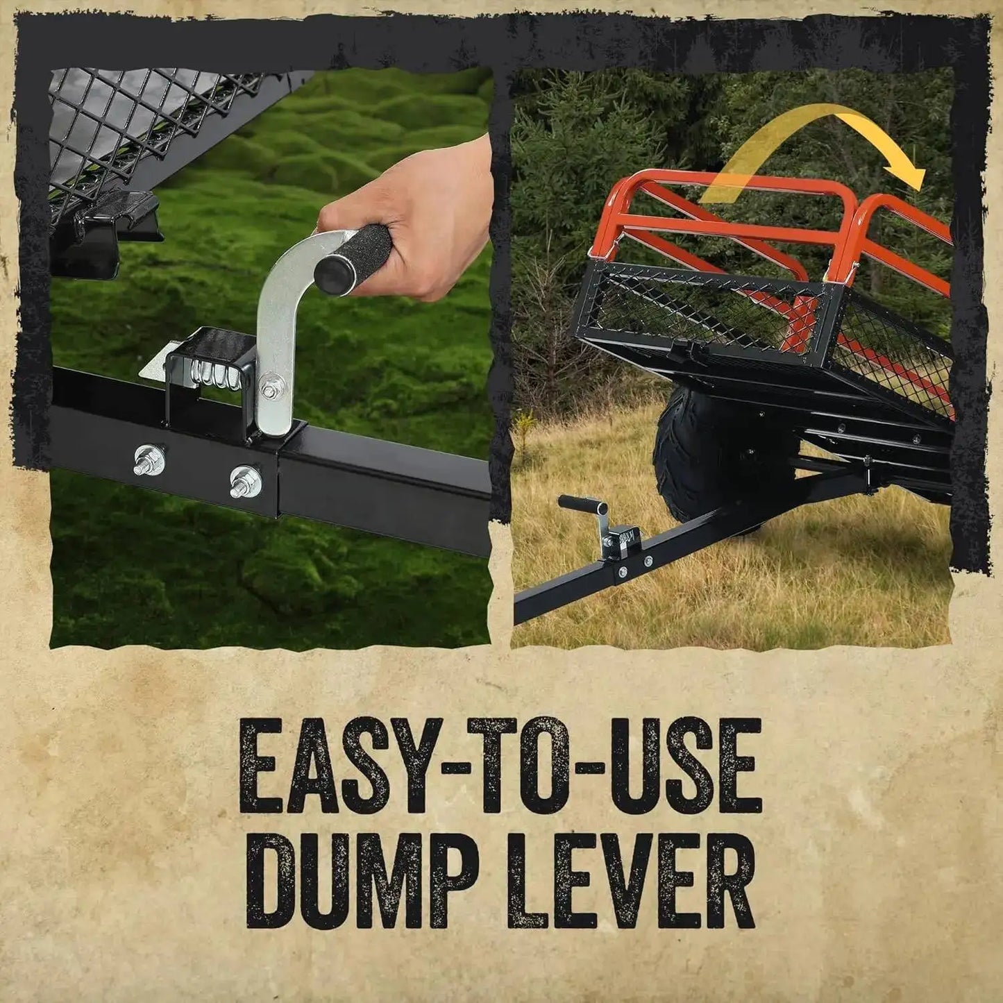 Ljustra Utility Trailer ATV Cart Dump Cart Tow Behind for Lawn Mower