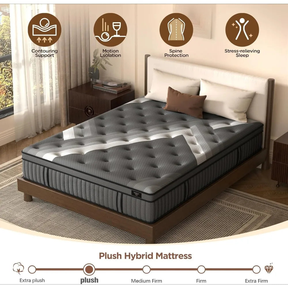 Ljustra Twin Mattress 12 Inch Soft Memory Foam Hybrid Plush Comfort