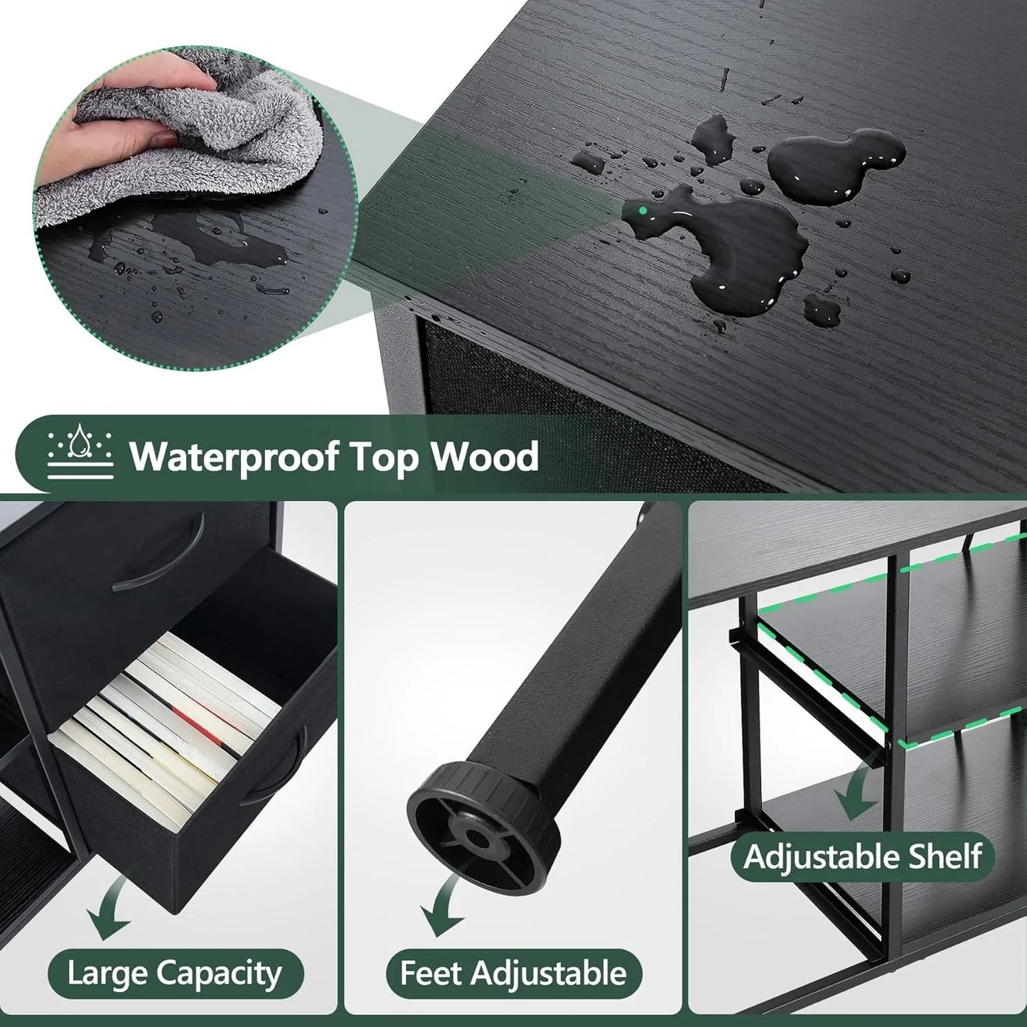 Ljustra TV Stand for Bedroom Entertainment Center Dresser with 4 Drawers