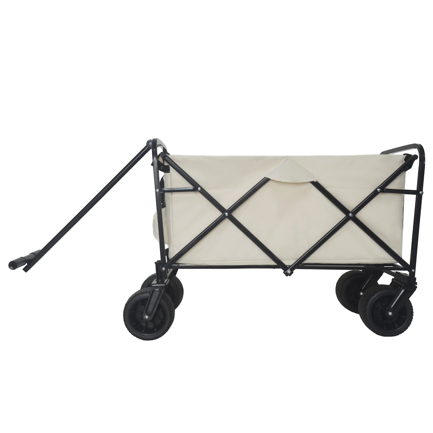 Heavy-Duty Folding Wagon All-Terrain Garden Cart 360° Rotating Wheels