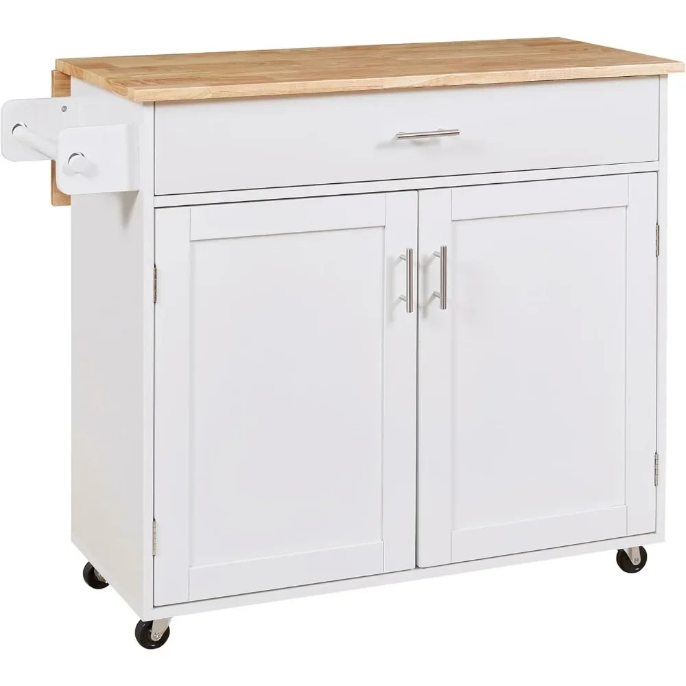 Small Kitchen Island Cart on Wheels Drop Leaf Countertop Storage